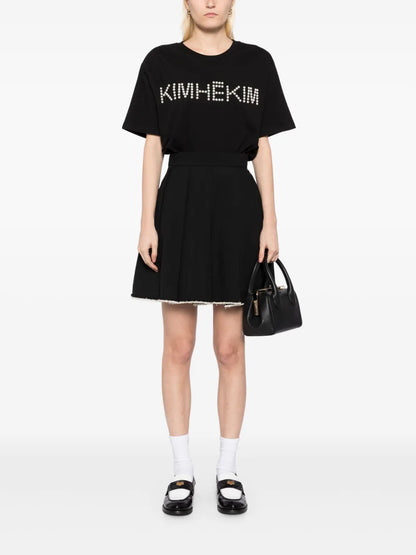 Faux Pearl Embellishment Logo T-Shirt