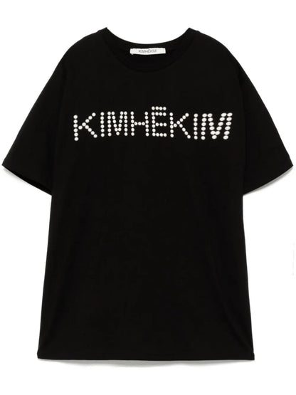 Faux Pearl Embellishment Logo T-Shirt