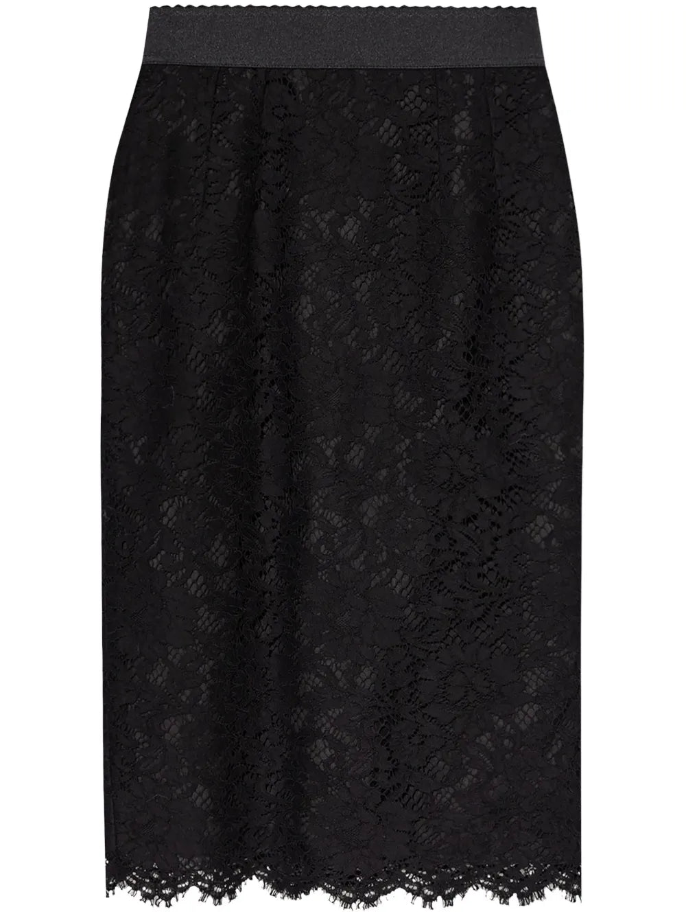 Lace-Panel Midi Skirt