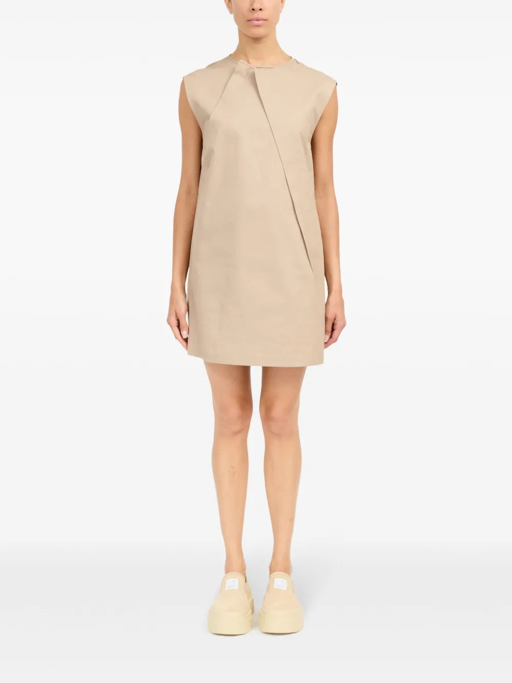 Pleat-Detail Cap Sleeved Dress