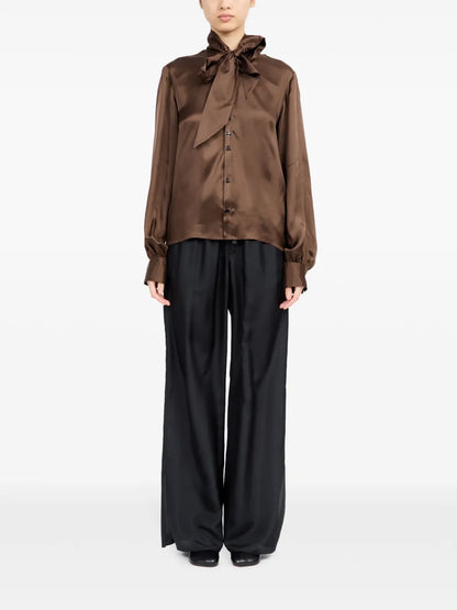Tie-Neck Satin Shirt