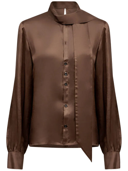 Tie-Neck Satin Shirt