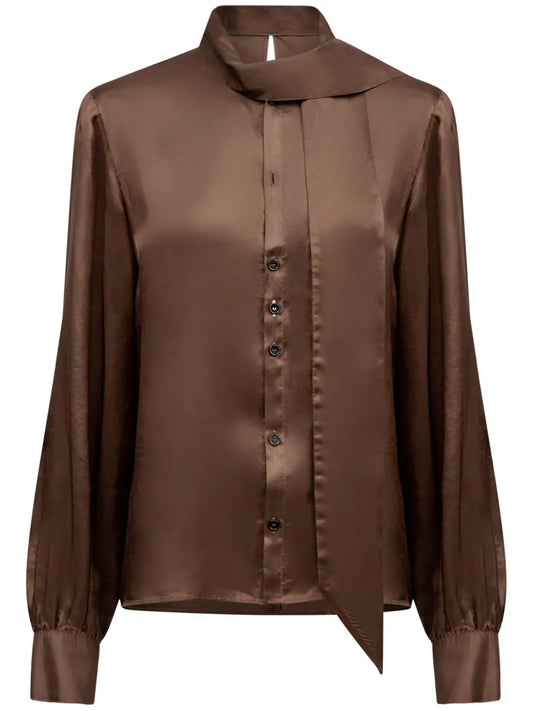 Tie-Neck Satin Shirt
