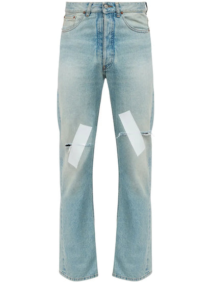 Distressed Straight Jeans