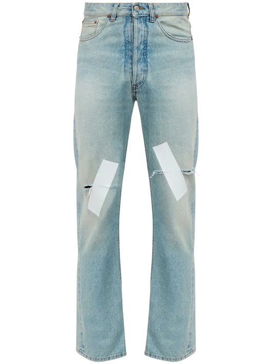 Distressed Straight Jeans