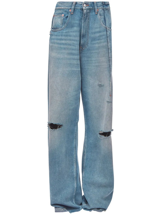 Pleated Bootcut Jeans