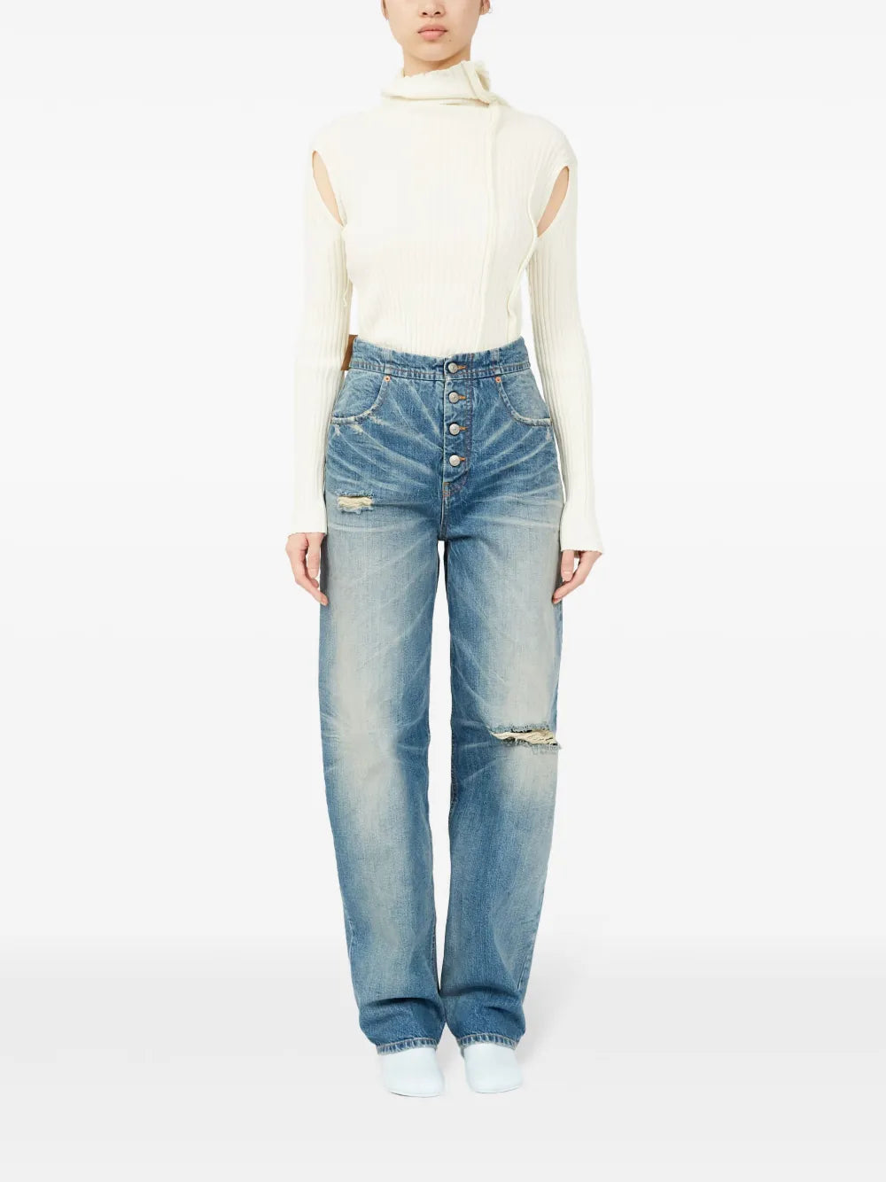 Distressed Straight Jeans