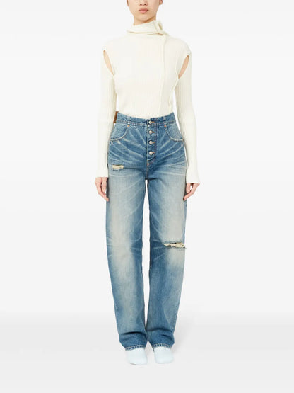 Distressed Straight Jeans