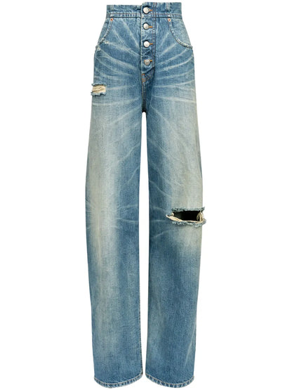 Distressed Straight Jeans