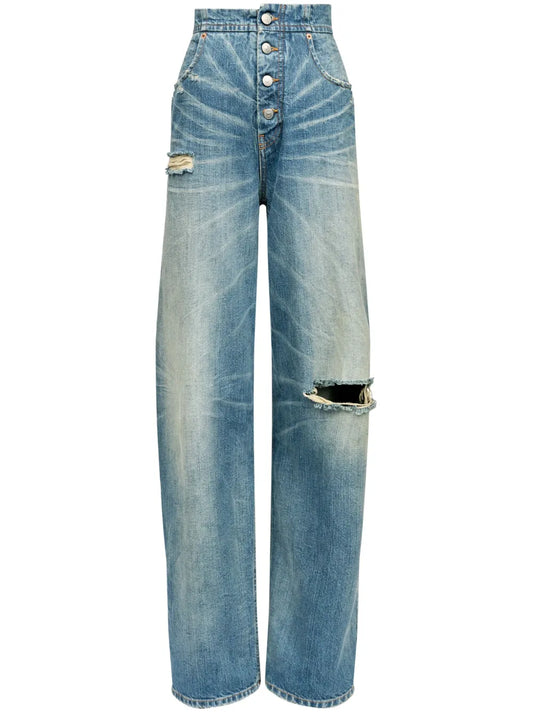 Distressed Straight Jeans