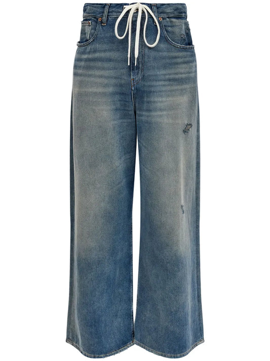 Drawstring-Waistband Wide-Leg Jeans