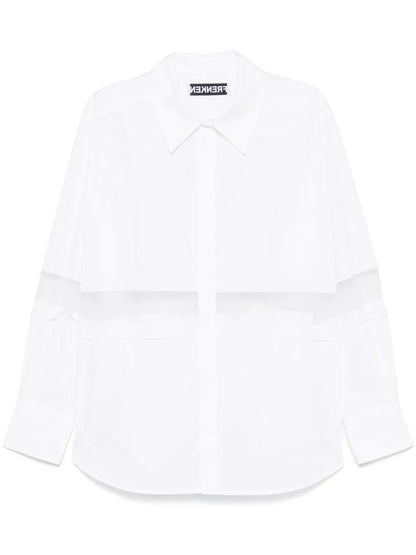 Organza-Trim Poplin Shirt