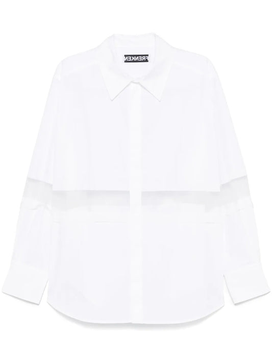 Organza-Trim Poplin Shirt