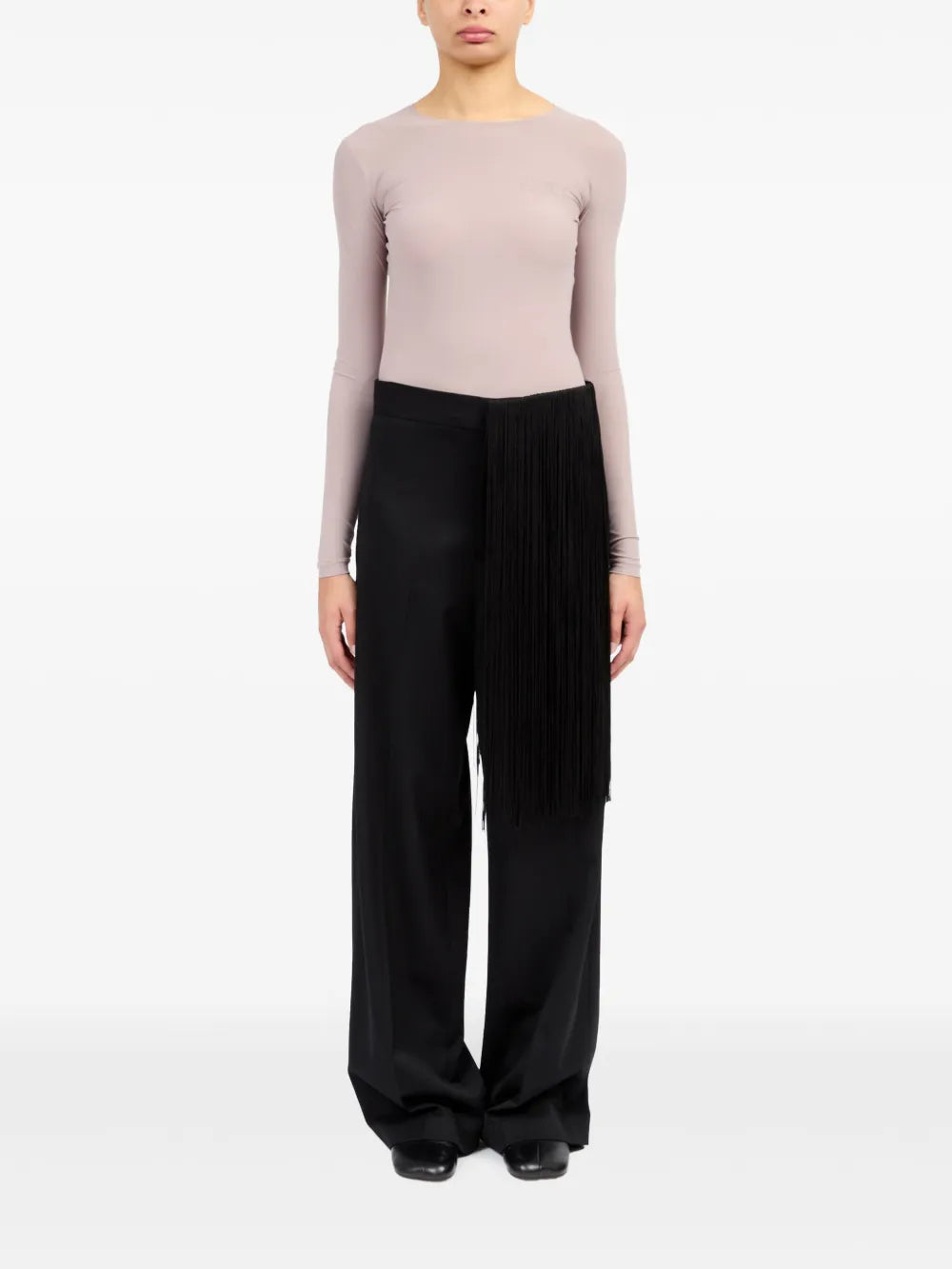 Fringe-Detailing Flared Trousers
