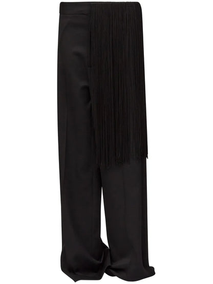 Fringe-Detailing Flared Trousers