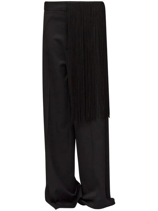 Fringe-Detailing Flared Trousers