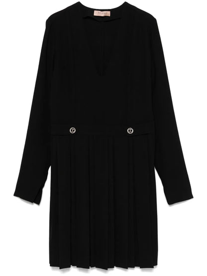 Pleated Crepe Mini Dress