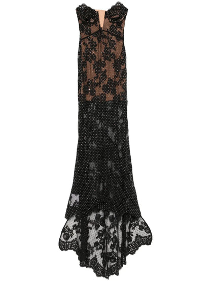 Rhinestoned Lace Maxi Dress