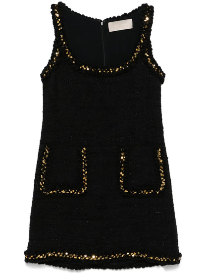 Embroidered Tweed Mini Dress
