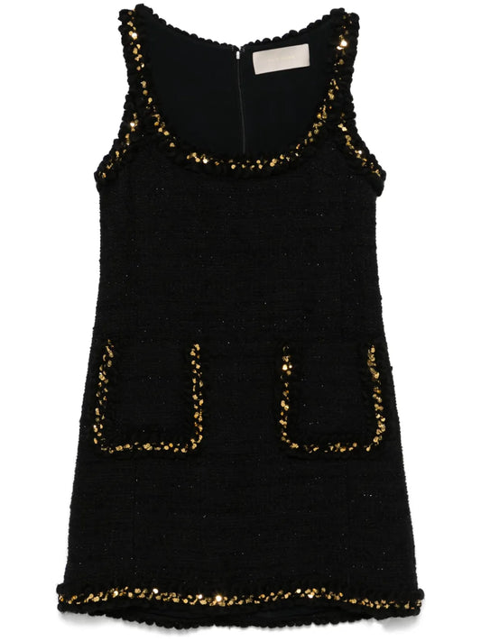Embroidered Tweed Mini Dress