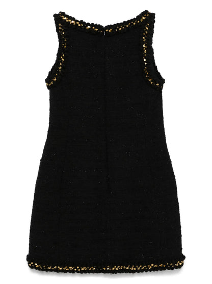 Embroidered Tweed Mini Dress