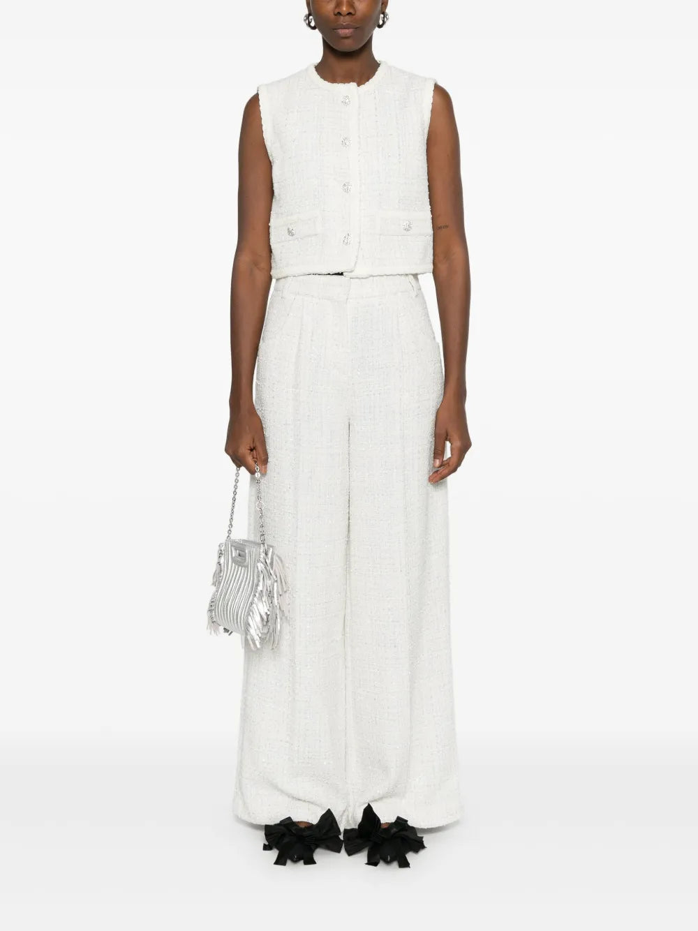 Wide-Leg Tweed Trousers