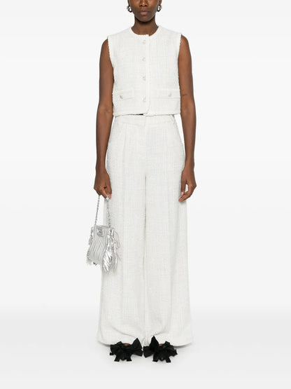 Wide-Leg Tweed Trousers