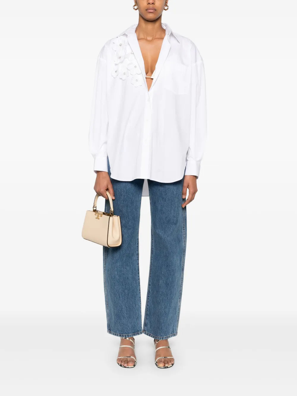 Floral-Appliqué Shirt