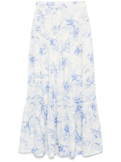 Floral-Print Midi Skirt