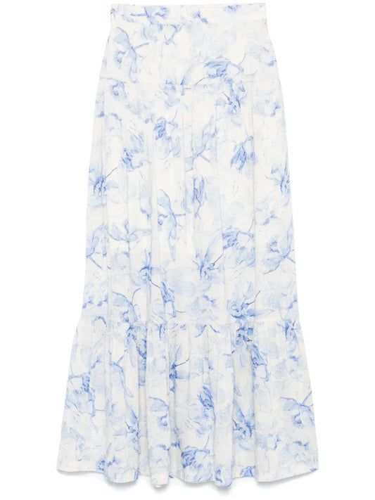 Floral-Print Midi Skirt