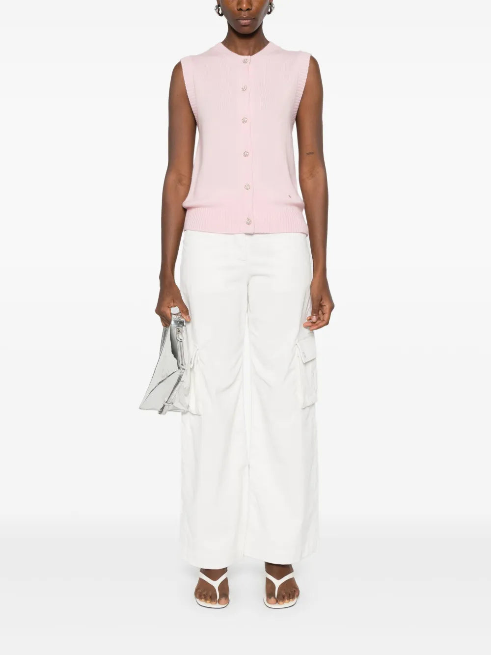 Sleeveless Wool-Cashmere Cardigan