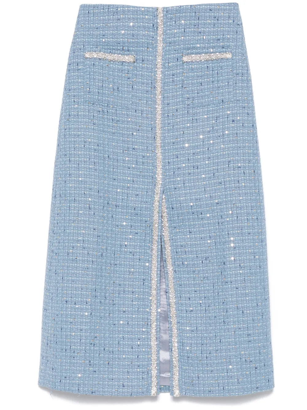 Sequin-Embellished Tweed Midi Skirt