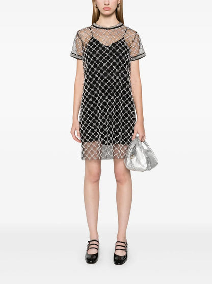 Embroidered Tulle Mini Dress