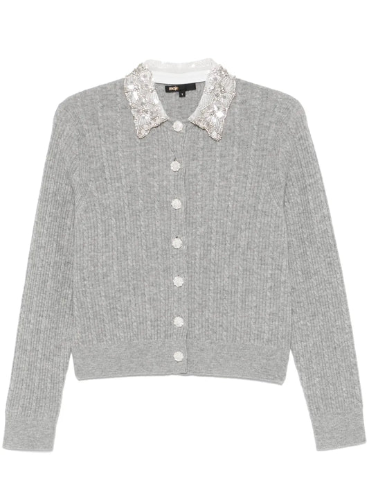 Embellished-Collar Cardigan