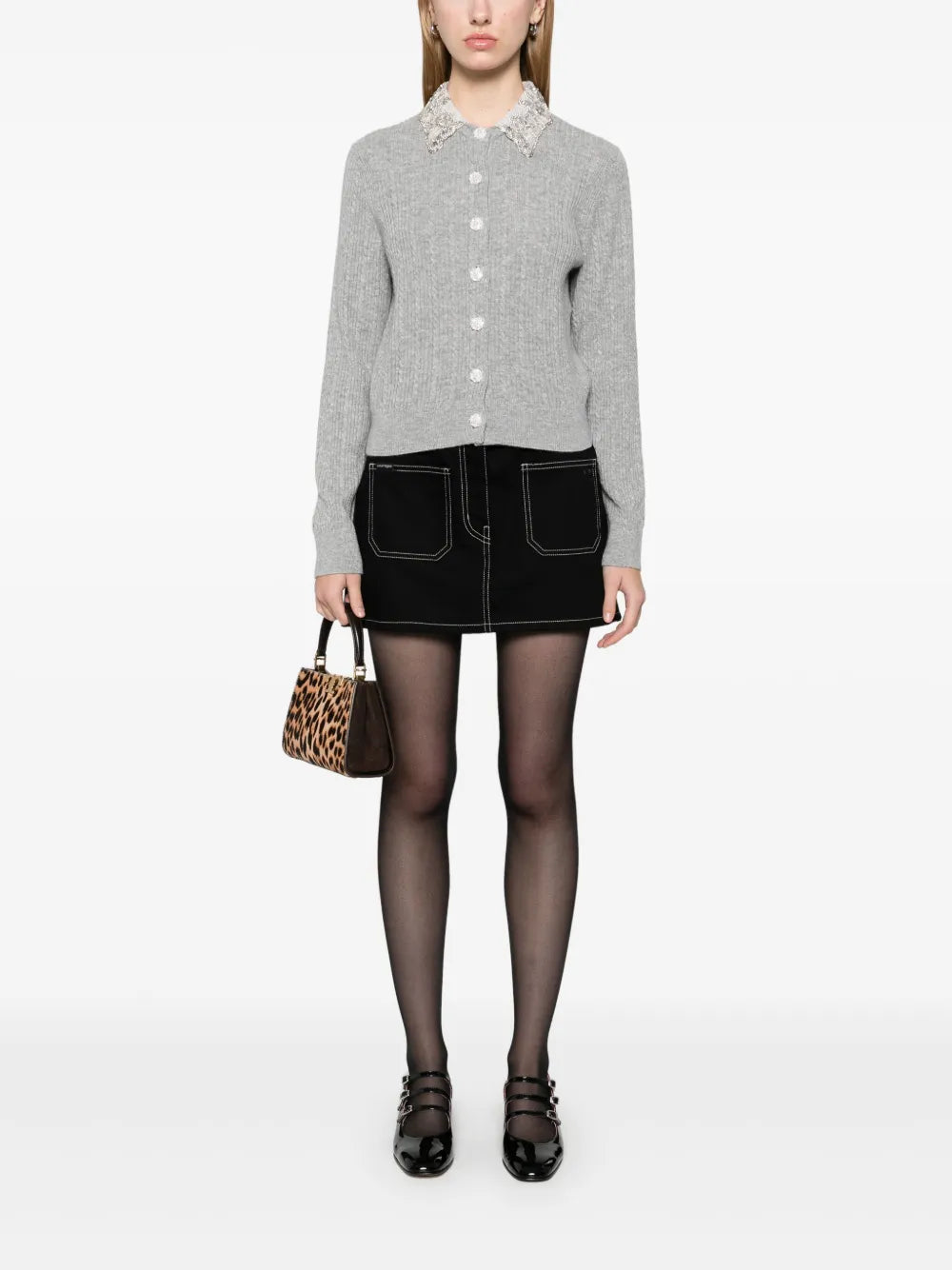 Embellished-Collar Cardigan