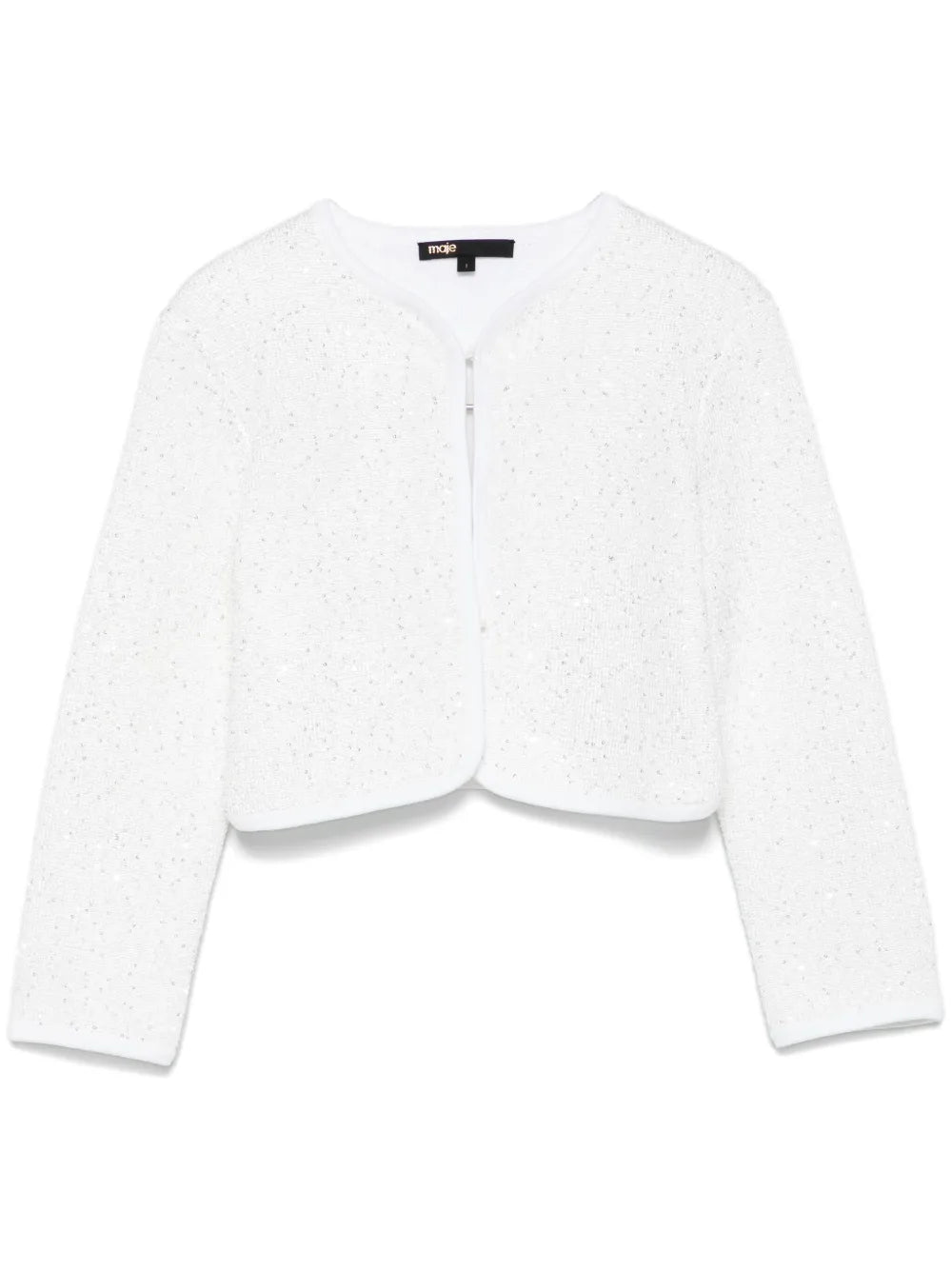 Rhinestone-Embellished Cropped Cardigan