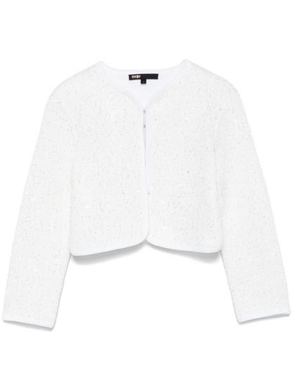 Rhinestone-Embellished Cropped Cardigan