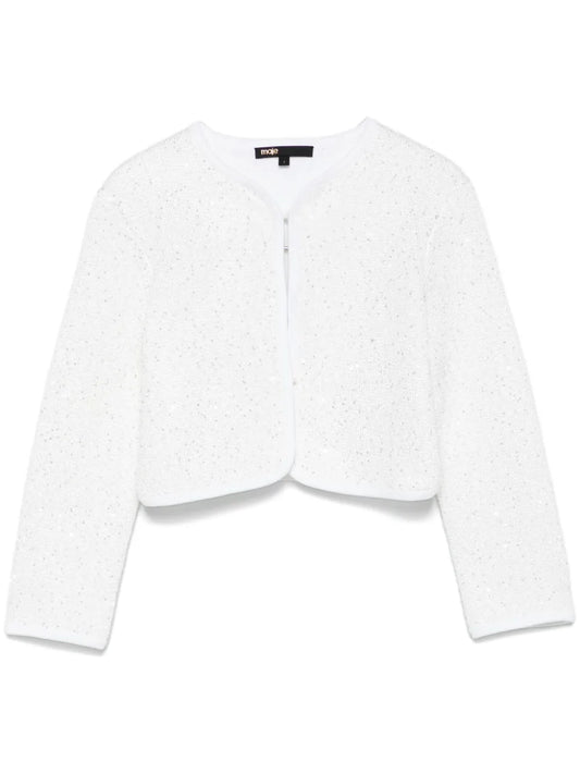 Rhinestone-Embellished Cropped Cardigan