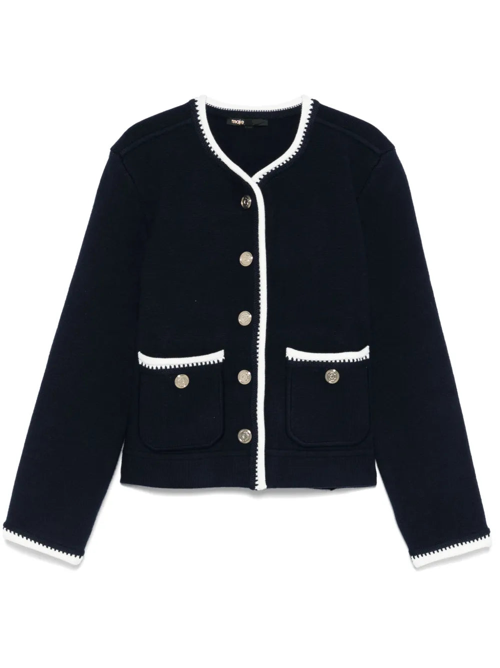 Contrast-Trim Cardigan