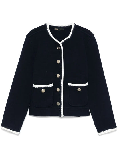 Contrast-Trim Cardigan