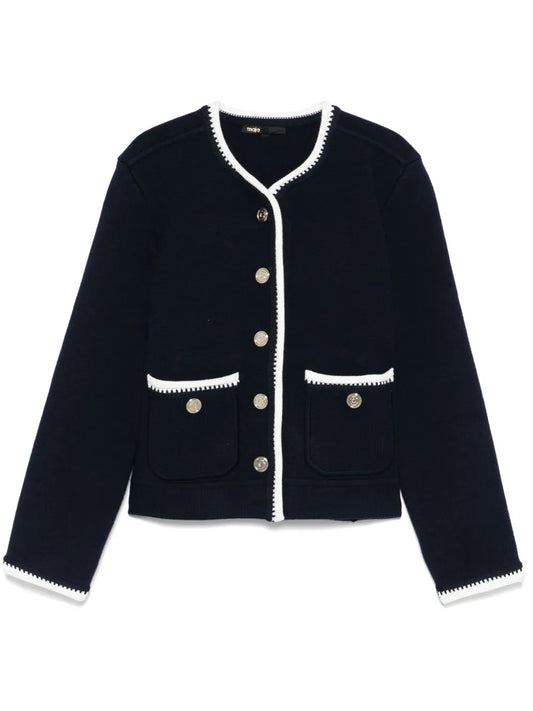 Contrast-Trim Cardigan
