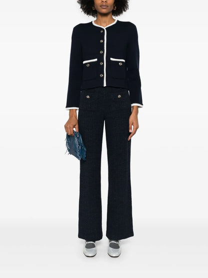 Contrast-Trim Cardigan