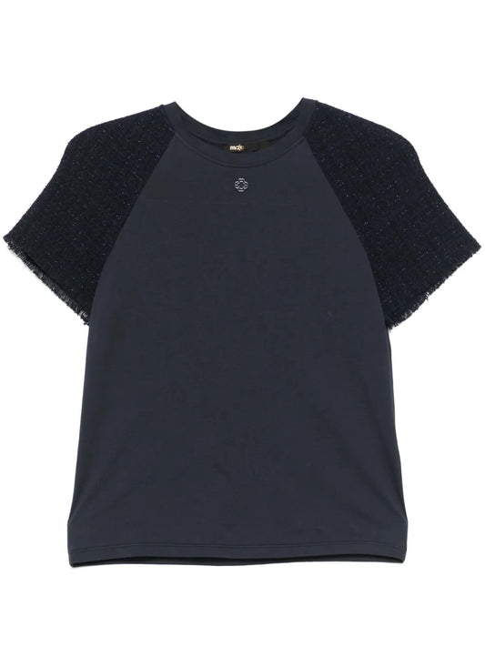Tweed-Panelled T-Shirt