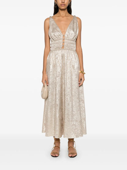 Smocked-Waist Midi Dress