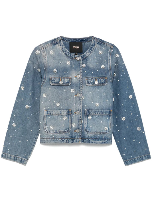 Crystal-Embellished Denim Jacket