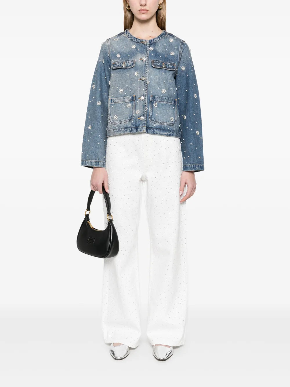 Crystal-Embellished Denim Jacket