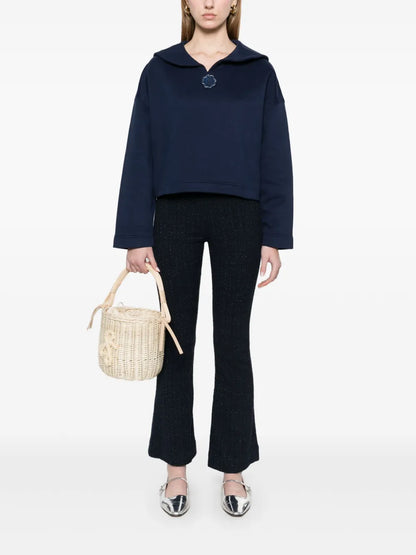 Floral-Brooch Sweatshirt
