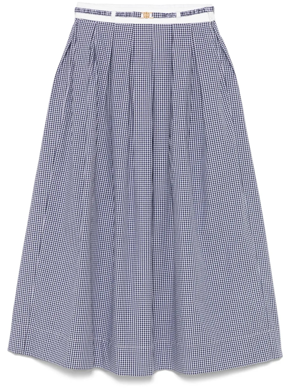 Gingham-Pattern Midi Skirt