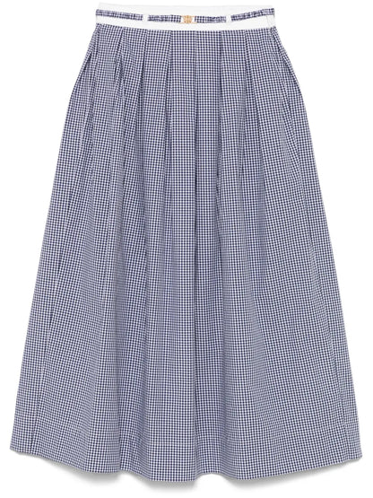Gingham-Pattern Midi Skirt