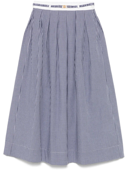 Gingham-Pattern Midi Skirt